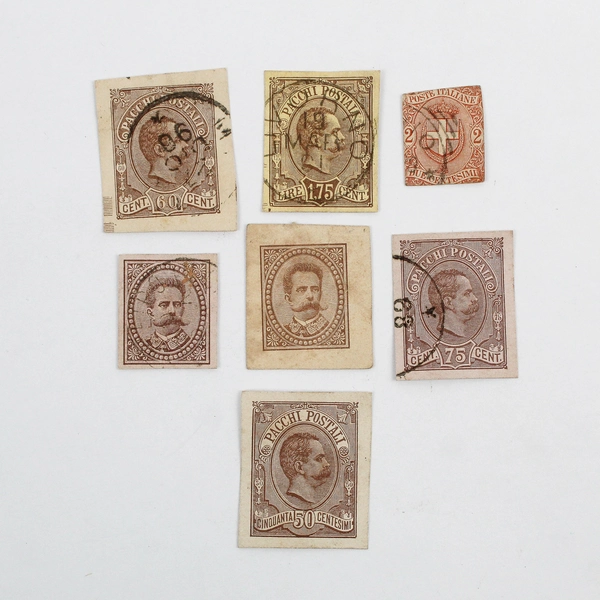 Lot Of 7 Italy Cut Square Postal Stationery Stamps Used 1890s
