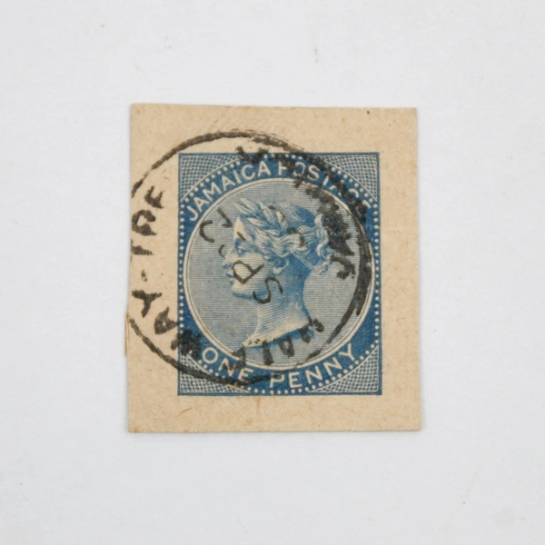 Lot Of 2 British Jamaica Cut Square Postal Stationery Stamps Used 