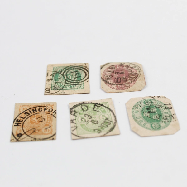 Lot Of 5 Finland Sweden Denmark Cut Square Postal Stationery Stamps 