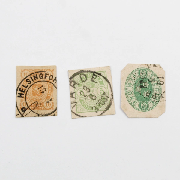 Lot Of 5 Finland Sweden Denmark Cut Square Postal Stationery Stamps 