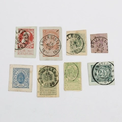 Lot Of 8 Belgium Netherlands Luxemburg Cut Square Postal Stationery Stamps Used 