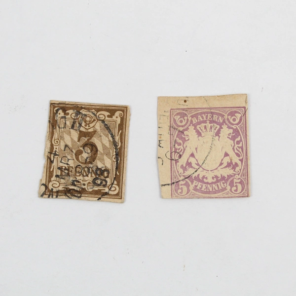 Lot Of 6 Bavaria Germany Cut Square Postal Stationery Stamps Used 