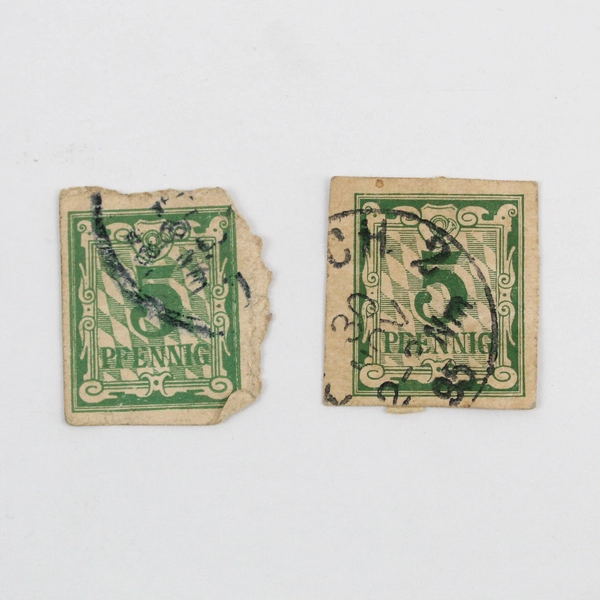 Lot Of 6 Bavaria Germany Cut Square Postal Stationery Stamps Used 