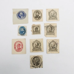 Lot Of 10 US Presidents Cut Square Postal Stationery Stamps Used