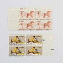 Lot of 2 Stamp Blocks Year Of The Child 1979 Disability Awareness 1981