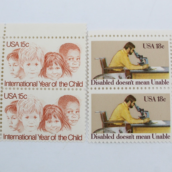 Lot of 2 Stamp Blocks Year Of The Child 1979 Disability Awareness 1981