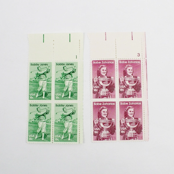 Lot Of 2 Stamp Blocks Bobby Jones Babe Zaharias Golf 1981 MNH OG