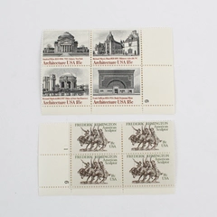 Lot Of 2 Stamp Blocks Architecture USA Frederic Remington Sculptor 1981 MNH