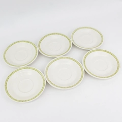 Lot of 6 Vintage Franciscan Hacienda Green Earthenware Saucers