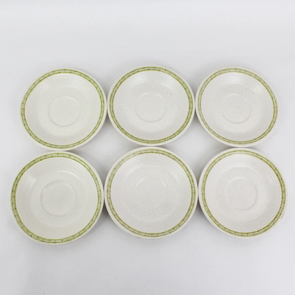 Lot of 6 Vintage Franciscan Hacienda Green Earthenware Saucers