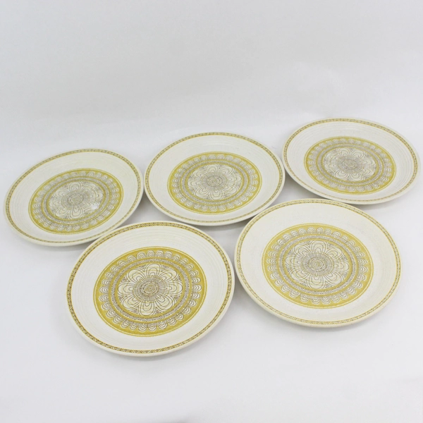 Set of 5 Franciscan Hacienda Gold Earthenware Dinner Plates 10.75"