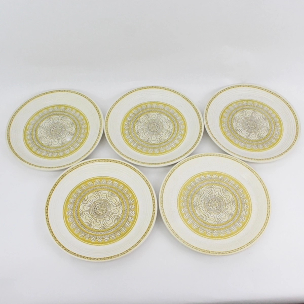 Set of 5 Franciscan Hacienda Gold Earthenware Dinner Plates 10.75"