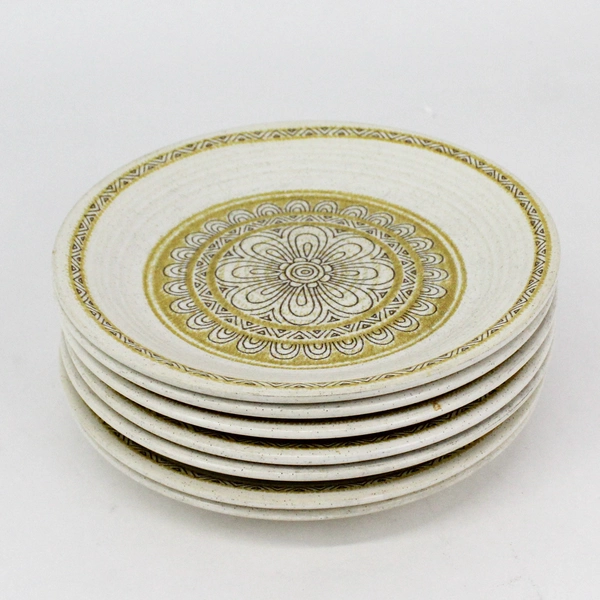 7 Vintage Franciscan 6.5” Earthenware Hacienda Gold Bread Dessert Plates