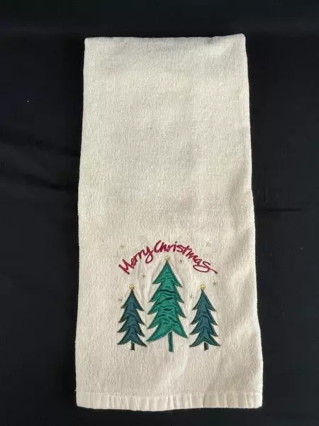 Lot of 2 Vintage Cecil Saydah Christmas Towels Embroidered Decor