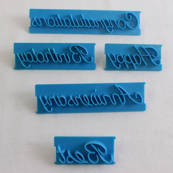 Lot of 5 VTG 1988 Wilton Plastic Message Press Pieces Cake Decorating