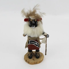 Vintage Native American Black Oger Wood Kachina Doll Signed 6.5 Inch Flawed