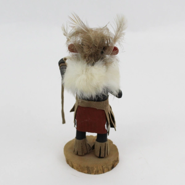 Vintage Native American Black Oger Wood Kachina Doll Signed 6.5 Inch Flawed