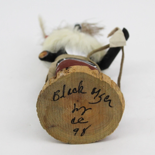 Vintage Native American Black Oger Wood Kachina Doll Signed 6.5 Inch Flawed