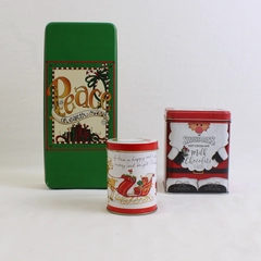 Lot of 3 Vintage Christmas Tins w/ Lids Holiday Decor