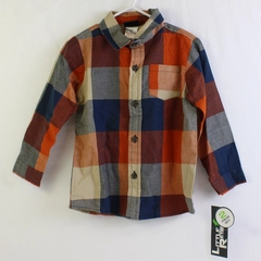 Little Rebels Orange and Blue Plaid Button-Up Boys' Size 3T With Tags