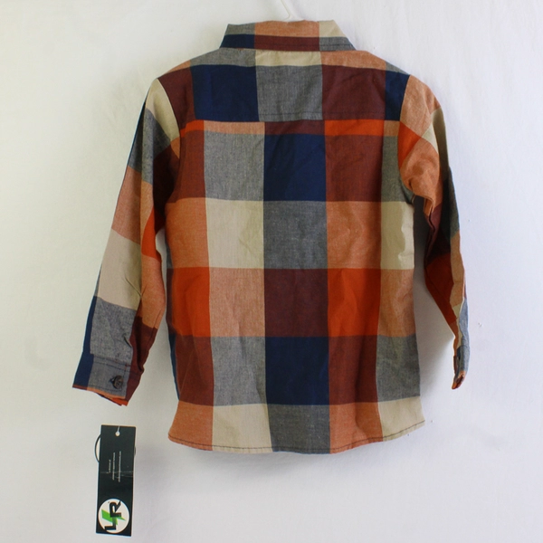 Little Rebels Orange and Blue Plaid Button-Up Boys' Size 3T With Tags