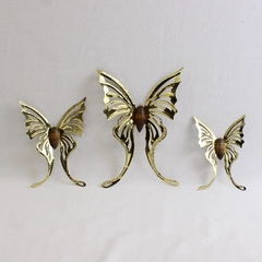 Set of 3 Vintage MCM Brass Swallowtail Butterfly Wall Decorations Butterflies
