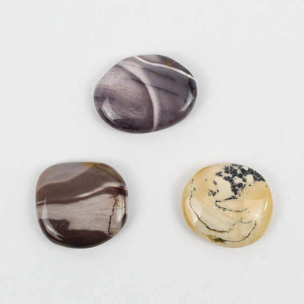 Lot of 3 Polished Agate Palm Stones Healing Crystals 90 Grams