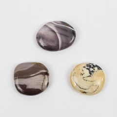 Lot of 3 Polished Agate Palm Stones Healing Crystals 90 Grams