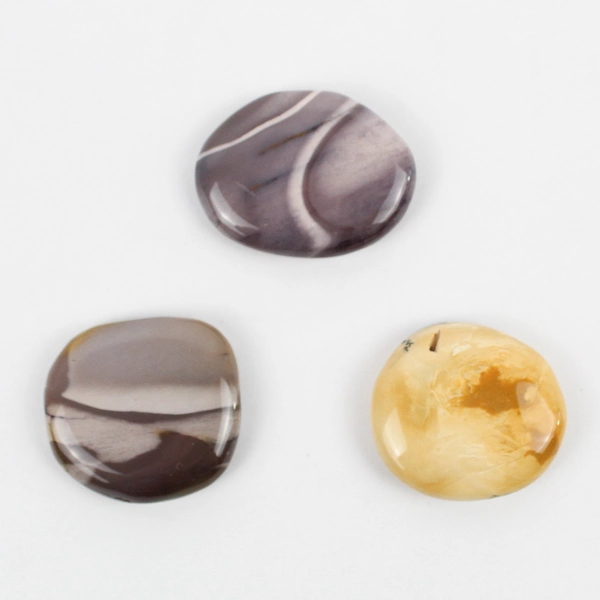 Lot of 3 Polished Agate Palm Stones Healing Crystals 90 Grams