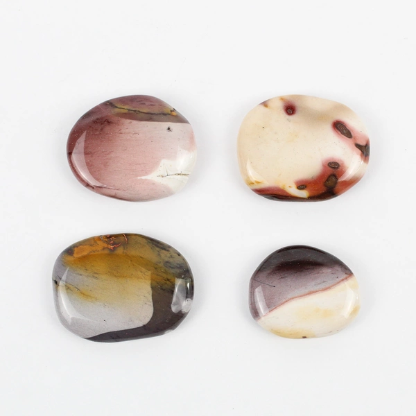 Lot of 4 Polished Mookaite Jasper Palm Stones Healing Crystals 113 Grams