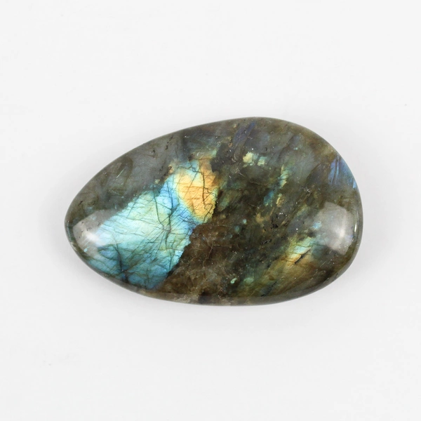 2.5" Green Teal Gold Labradorite Polished Palm Stone 68 Grams