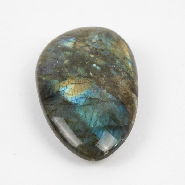 2.5" Green Teal Gold Labradorite Polished Palm Stone 68 Grams