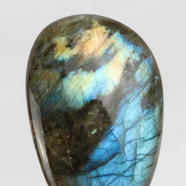 2.5" Green Teal Gold Labradorite Polished Palm Stone 68 Grams