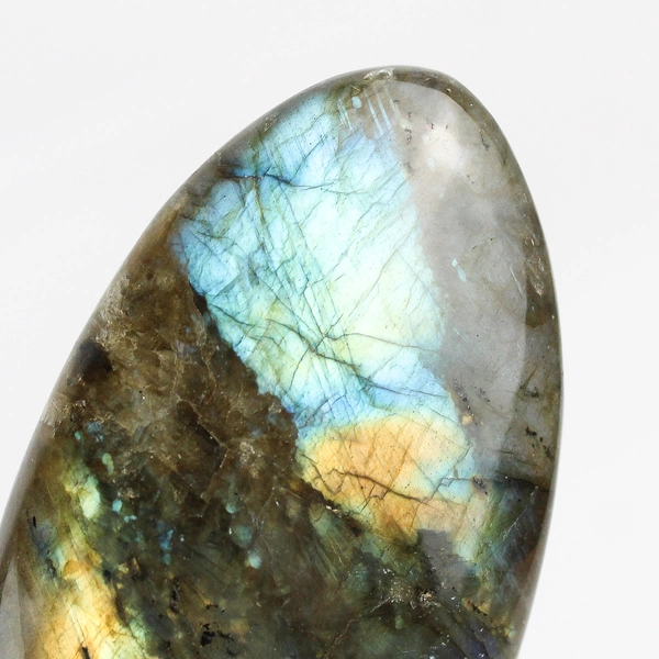 2.5" Green Teal Gold Labradorite Polished Palm Stone 68 Grams