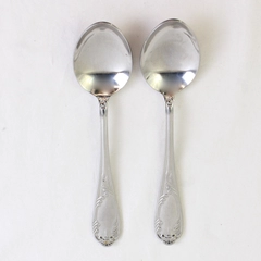 Lot of 2 Wallace Silver Messina Pattern Oval Soup Spoons 18/10 SS Very Rare