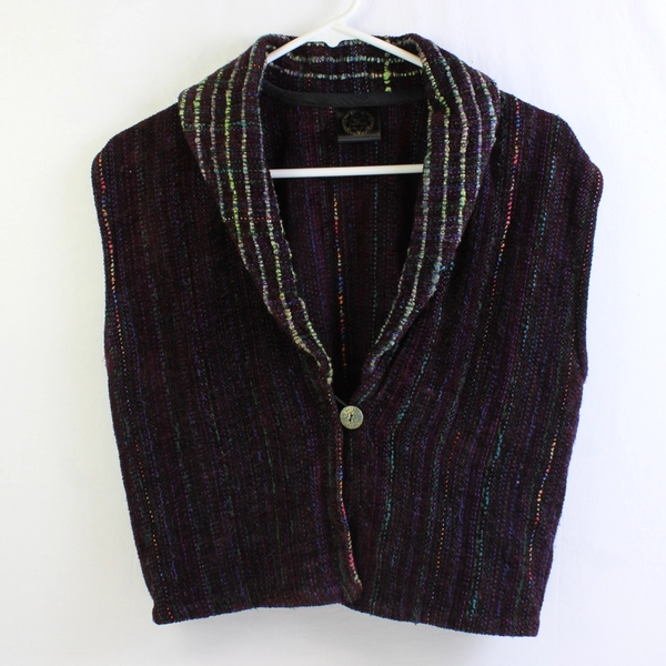 Genie the Weaver Women's L/XL Dark Purple Handmade Knit Short Vest 
