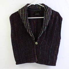 Genie the Weaver Women's L/XL Dark Purple Handmade Knit Short Vest 