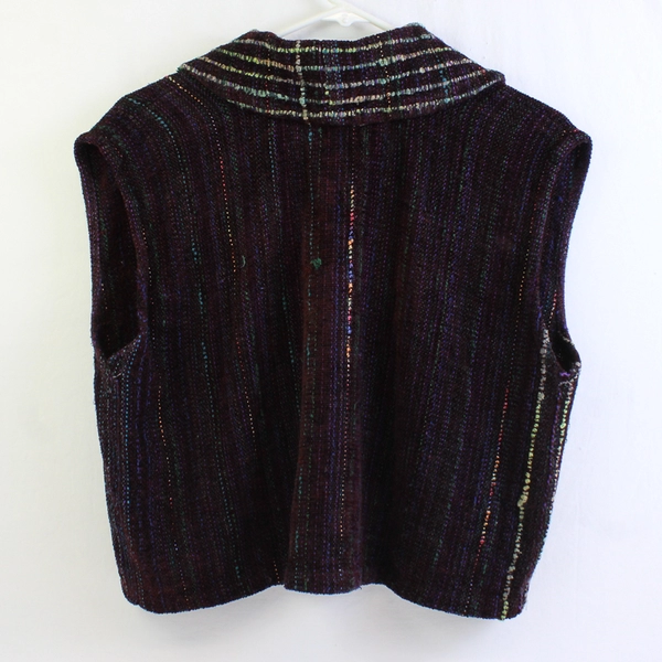 Genie the Weaver Women's L/XL Dark Purple Handmade Knit Short Vest 