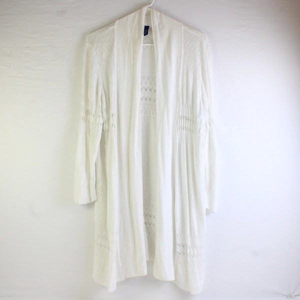 Great Northwest Indigo Women's 1X White Lace Crochet Cardigan