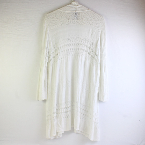 Great Northwest Indigo Women's 1X White Lace Crochet Cardigan