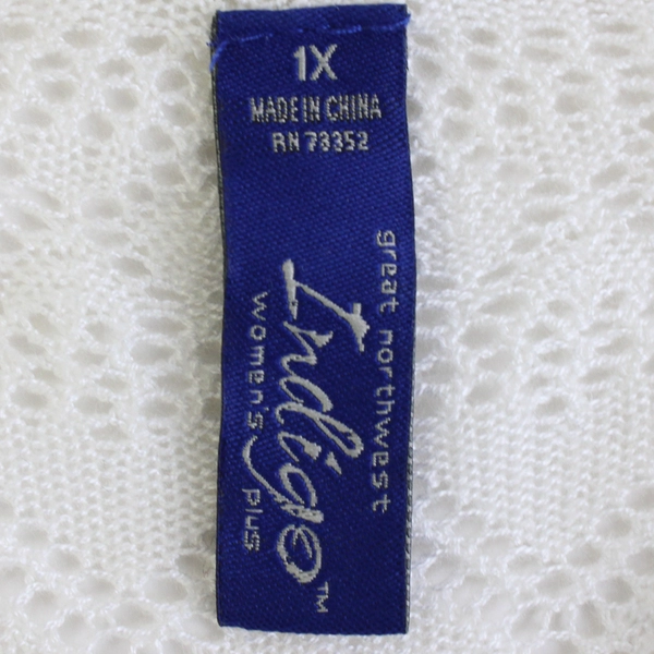 Great Northwest Indigo Women's 1X White Lace Crochet Cardigan