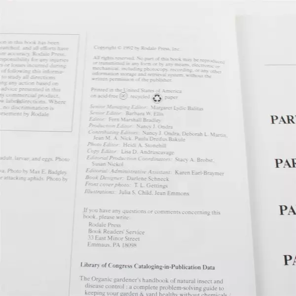 The Organic Gardener's Handbook of Natural Insect & Disease Control Hardcover