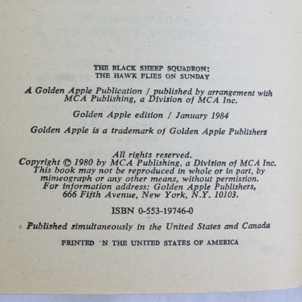  Black Sheep Squadron Paperback The Hawk Flies On Sunday by Michael Jahn 1984