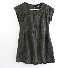 Nooworks Women's S Dark Green Short Sleeve Abstract Cactus Dress