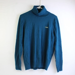 Calvin Klein Women's XL Teal Turtleneck Logo Sweater