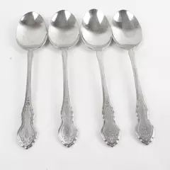 Set of 4 Oneida Folk Art Burnished Stainless Oval Soup Spoon 6.75" 
