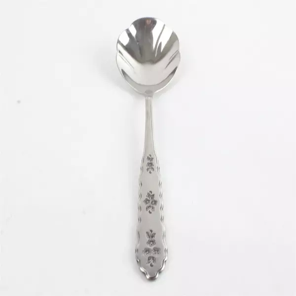 Set of 4 Oneida Floral Bouquet Deluxe 6" Stainless Sugar Shell Spoons