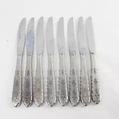 Set of 8 Oneida Floral Bouquet Modern Hollow Handle Dinner Knives 8.75"