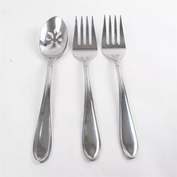 Lot of 3 Oneida Memphis Flatware 2 Meat Server Forks & 1 Pierced Tablespoon