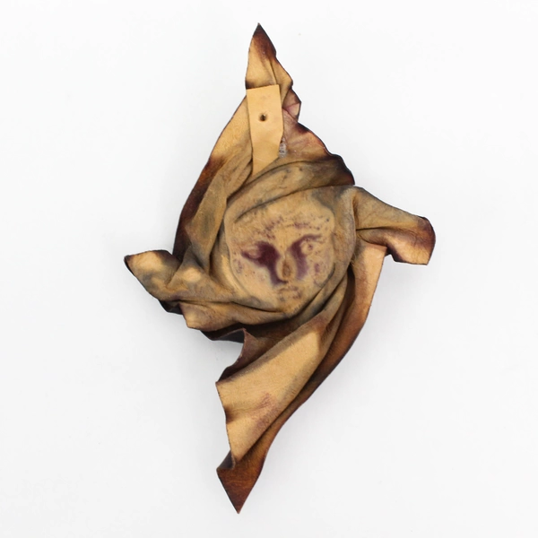 Vintage Handmade Leather Relief Sculpture Wall Art Woman Face Mask